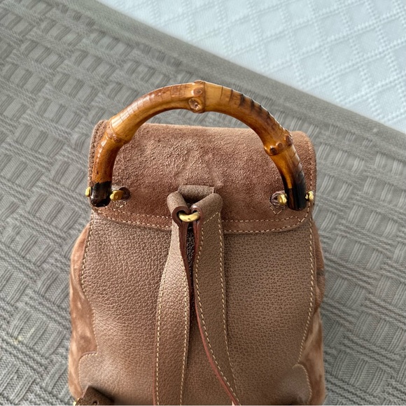 Authentic Gucci Mini Suede Bamboo Backpack - Picture 5 of 16